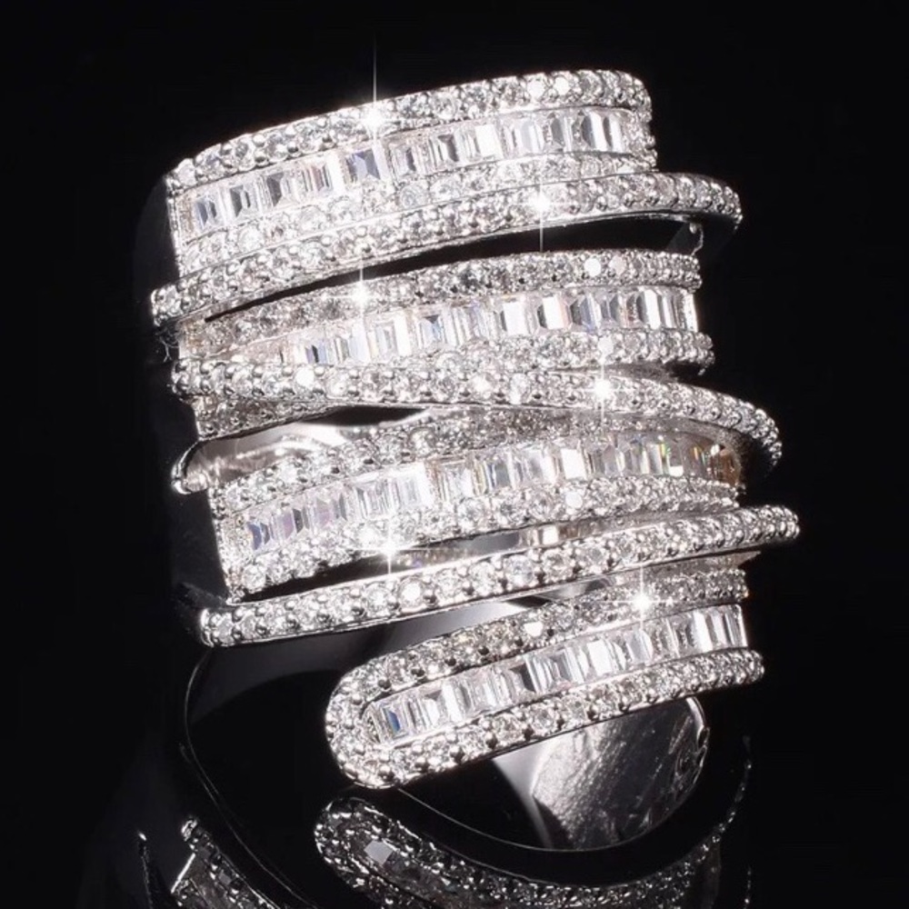 New “6.4 CT Sterling Silver Diamond Ring - Picture 2 of 5